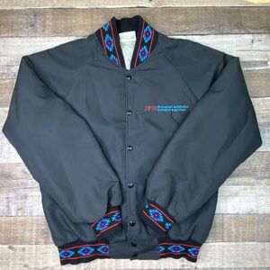 Gray Vintage Bomber Size M Aztec Men's Jacket with Pattern 90s Quilted